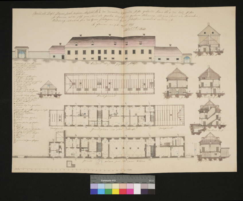 Grund und Profilplan des Gärtnerhauses Nr. 4 1849 St.Florian