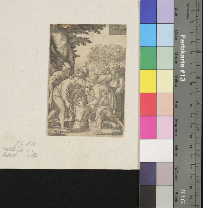 " 3 Blätter aus der Geschicht des ägyptischen Joseph", Joseph wird in die Cisterne geworfen, Monogramm PG