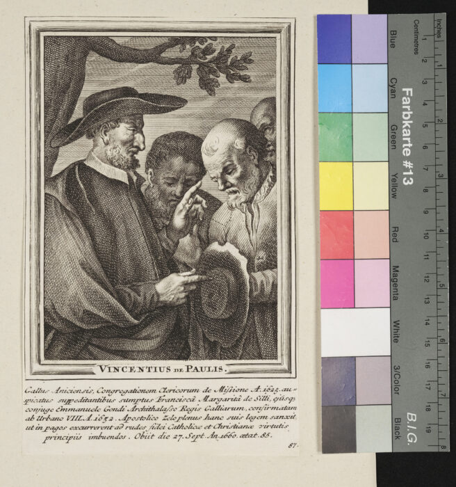 "Unvollständige Sammlung ( 58 Stück ) von Heiligenbildnissen", S. Vincentius de Paulis, Nr. 87