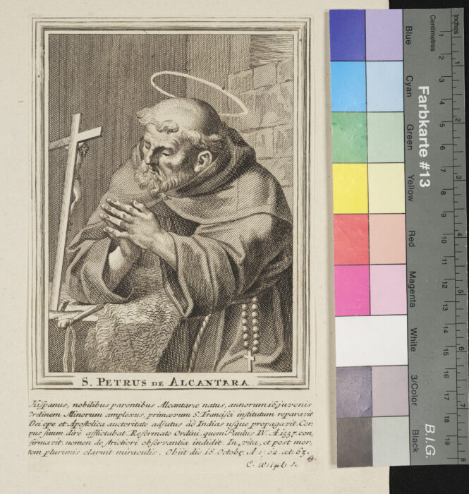 "Unvollständige Sammlung ( 58 Stück ) von Heiligenbildnissen", S. Petrus de Alcantara, Nr. 69
