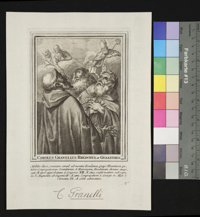 "Unvollständige Sammlung ( 58 Stück ) von Heiligenbildnissen", S. Carolus Granellus Rhedonus et Gualterus, Nr. 55