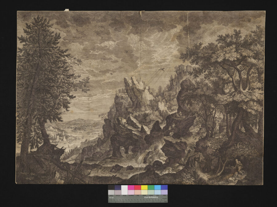 Landschaft, gebirgig, mit Hieronymus