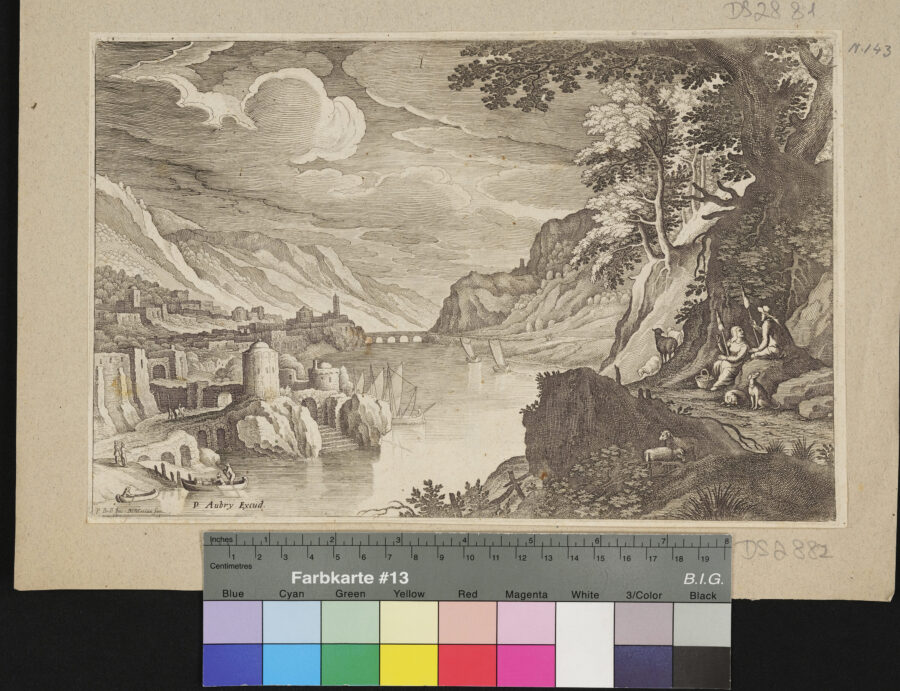 Flusslandschaft mit Booten