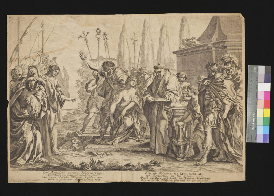 Polyxena durch Neoptolemus geopfert