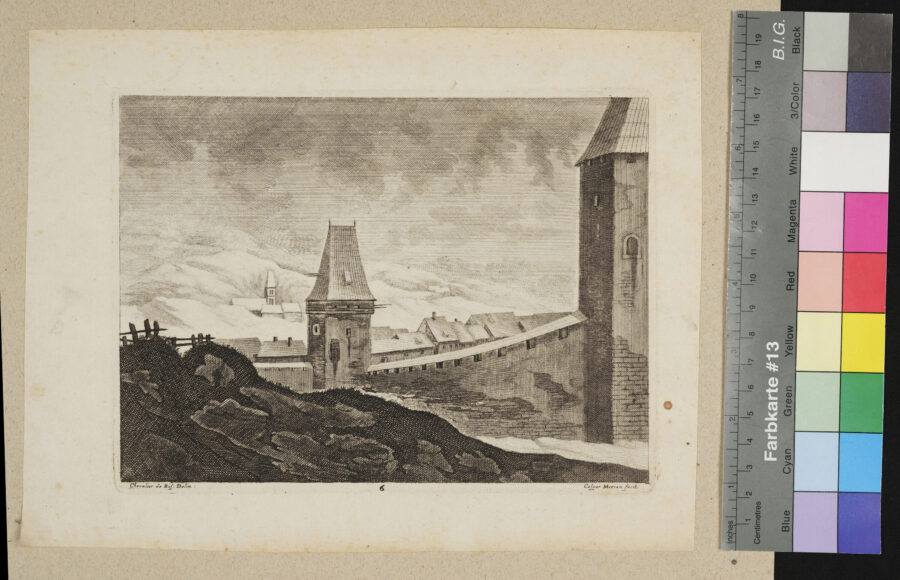 "6 Blätter aus der Folge von 18 Blättern, Landschaften", Nr. 6, Befestigte Stadt