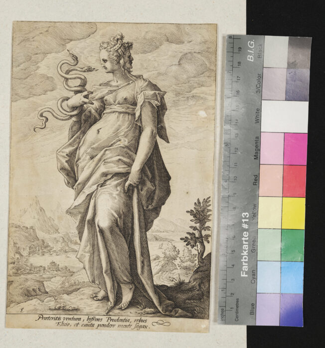 "Folge von 7 Blättern der Haupttugenden, nach Koltzius / Goltzius`schen Zeichnungen", Klugheit