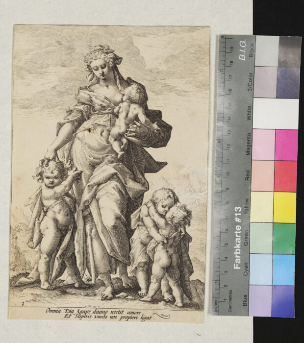 "Folge von 7 Blättern der Haupttugenden, nach Koltzius / Goltzius`schen Zeichnungen", Liebe