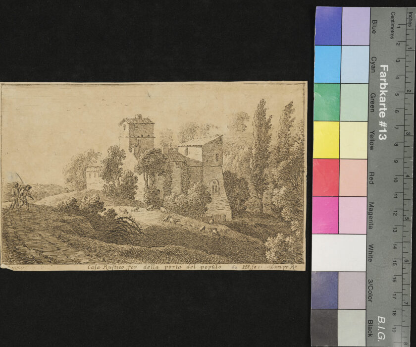 "Folge von 13 Blättern: Ansichten von Gegenden in und bei Rom", Casa Rustico della Porta del Populo