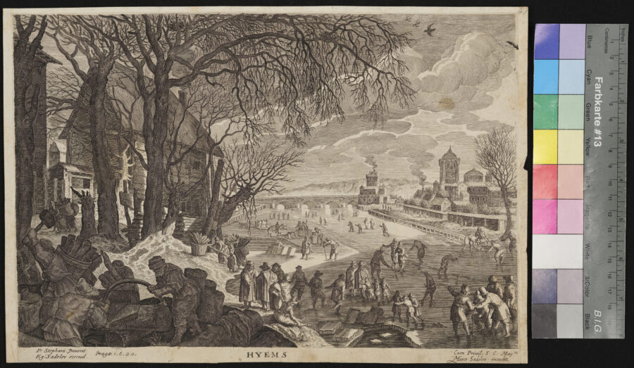 Landschaft Hiems, Winterlandschaft, Menschen am Eis