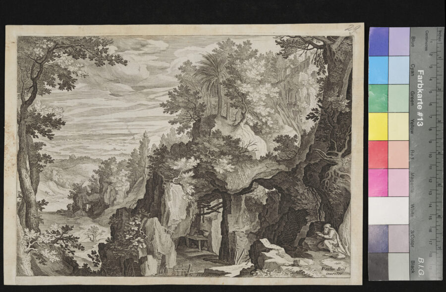 Gebirgslandschaft mit Eremit