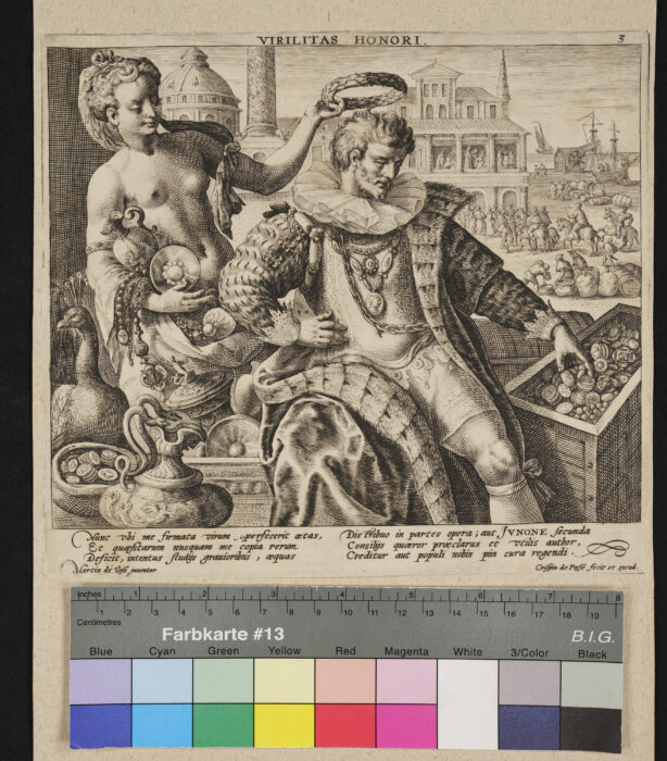 "2 allegorische Blätter", Virilita Honori, Nr. 3