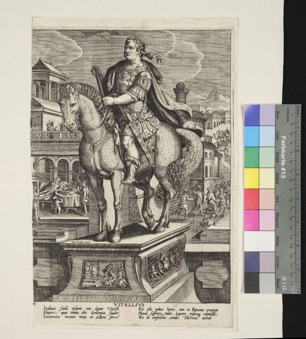 "12 Blätter, Folge der römischen Kaiser als Reiterstatuen", Vitellius