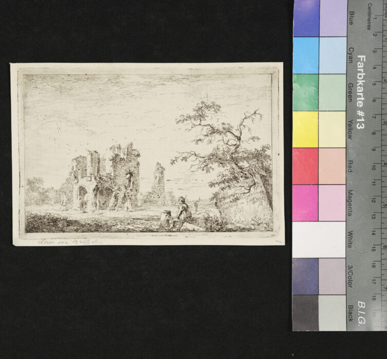 Landschaft mit Ruine als Titelblatt einer Folge
