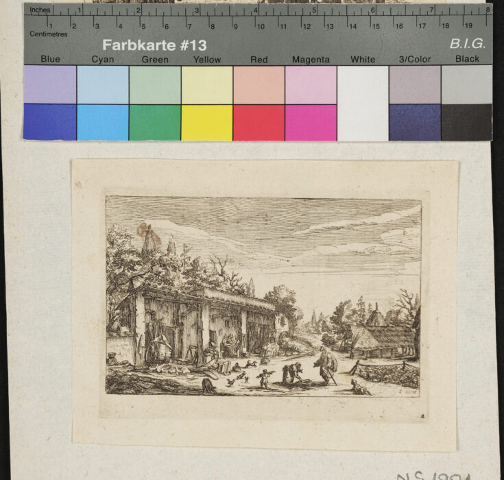"Landschaften, Eine nummerierte Folge", Dorfplatz mit einer eingeschlossenen Schafherde