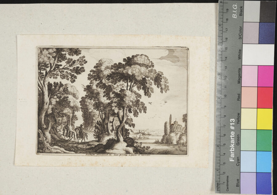 Waldlandschaft mit 2 Reitern