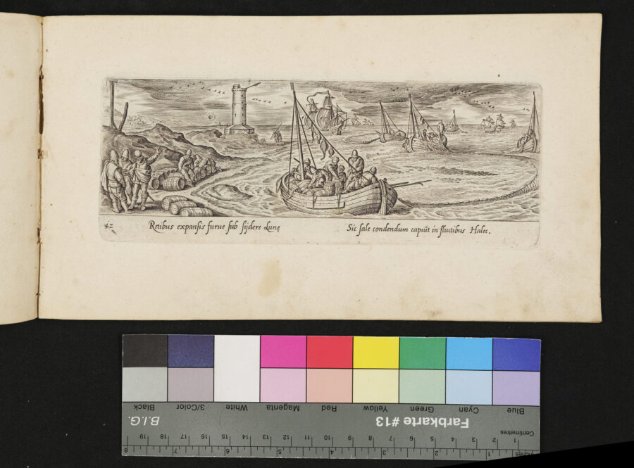 "Venationis, Piscationis etc.", Heringsfischerei, Netze, Salzhering in Fässern