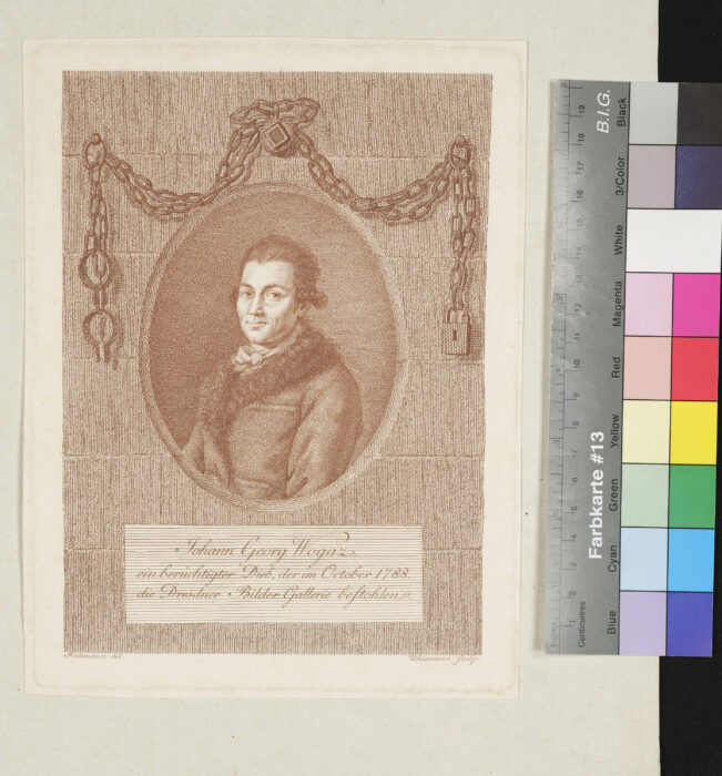 Bildnis des Johann Georg Wogaz, eines berüchtigten Diebes, der im Oktober 1788 die Dresdner Bildergallerie bestohlen hat
