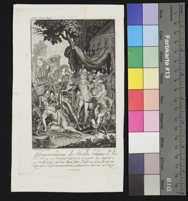 "Folge von 15 Illustrationen zu Millots Weltgeschichte", Gefangennahme der Jeanne `d Arc