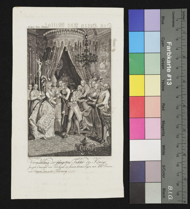 "Folge von 15 Illustrationen zu Millots Weltgeschichte", Vermählung der Tochter des Königs Josef Emanuel v. Portugal