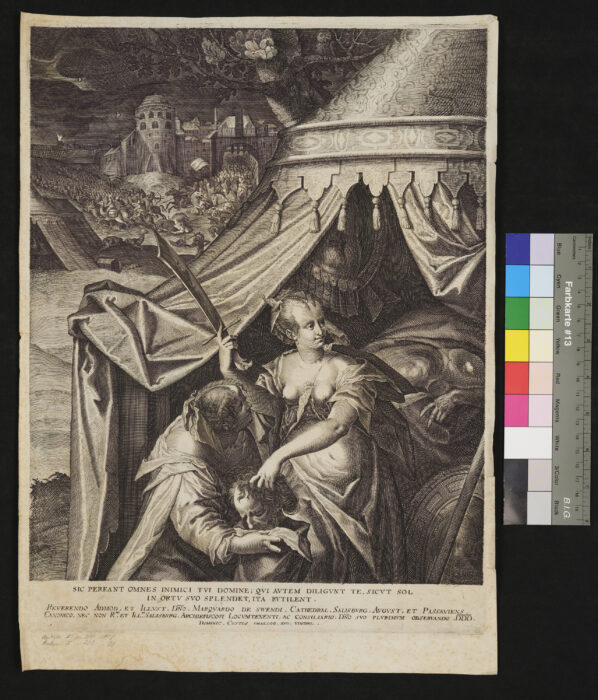 Judith mit dem Haupt des Holophernes, Widmungsblatt