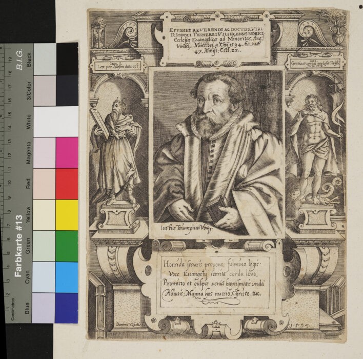 "5 Blätter aus der Folge: Effigies piorum  ac doctorum aliquotum virorum", Jodoc Teinzer
