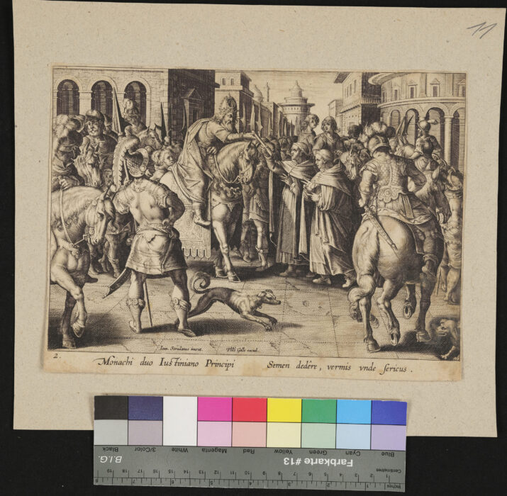 nicht wie im Katalog beschrieben: keine Maulbeerenzüchter, sondern Fürstendarstellung, Einzug des Kaisers Justinian