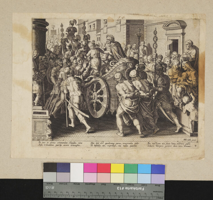 Cäsar auf dem Triumphwagen, Einzelblatt aus einer Folge von 6 Blättern