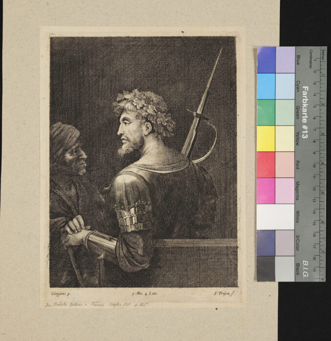 Ein geharnischter Krieger, zum Brüsseler Galleriewerk von Teniers gehörig