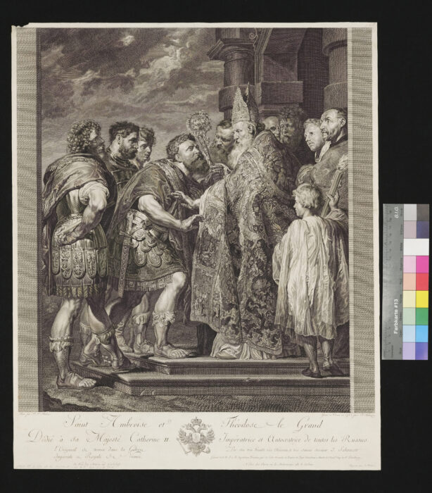 Der Heilige Ambrosius verweigert dem Kaiser Theodosius den Eintritt in die Kirche