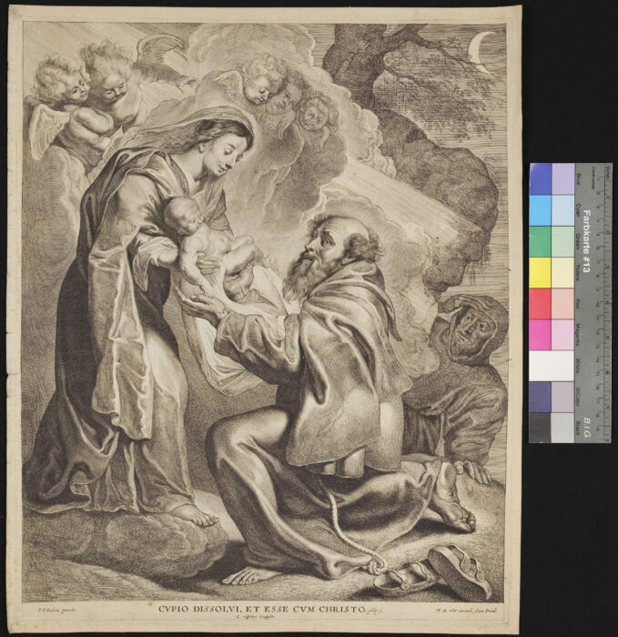 St. Franciscus von Assisi kniend vor der Heiligen Jungfrau, PHIL 1
