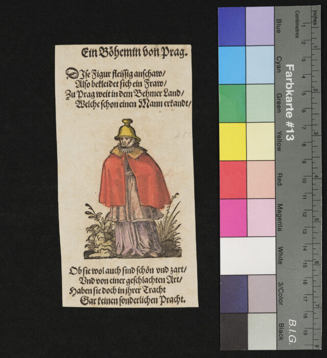 "29 Blätter nebst Titelblatt aus dem Frauentrachtenbuch", Eine Böhmin von Prag, coloriert
