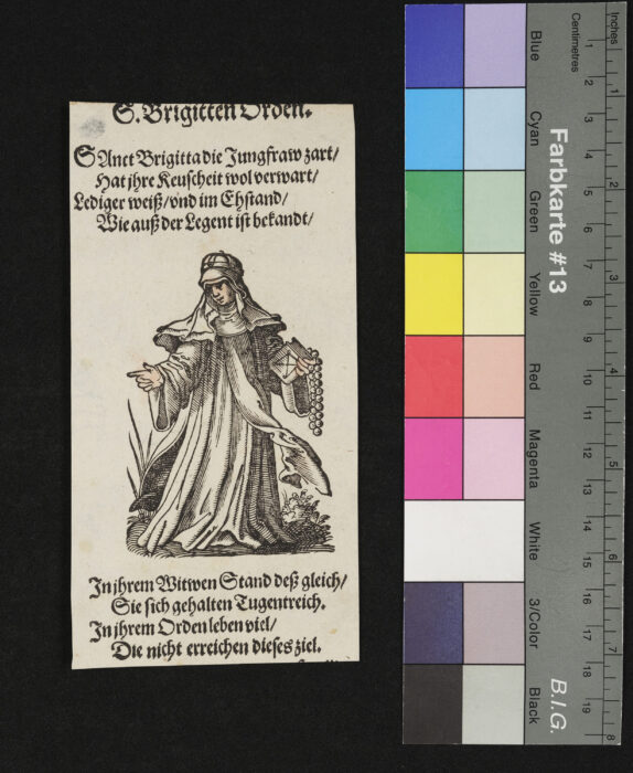 "29 Blätter nebst Titelblatt aus dem Frauentrachtenbuch", Schwester aus dem Brigitten Orden, Gesicht und Hände coloriert