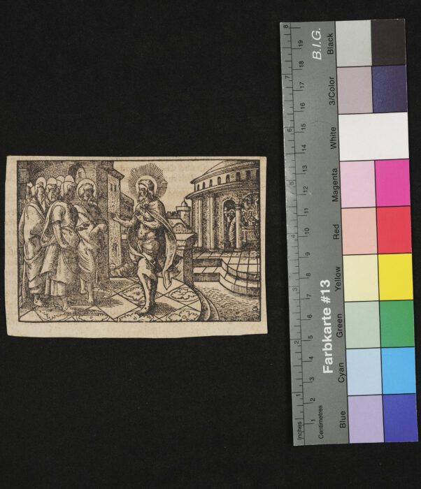 "24 Blätter Darstellungen aus dem Neuen Testament ohne Randeinfassung, ( 27 Darstellungen ), Kopien von Virgil Solis", Der Auferstandene erscheint seinen Jüngern, die Emmausjünger