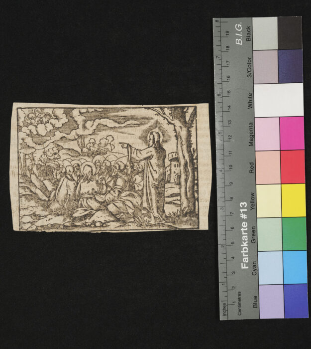 "24 Blätter Darstellungen aus dem Neuen Testament ohne Randeinfassung, ( 27 Darstellungen ), Kopien von Virgil Solis", Jesus belehrt seine Jünger, Bergpredigt