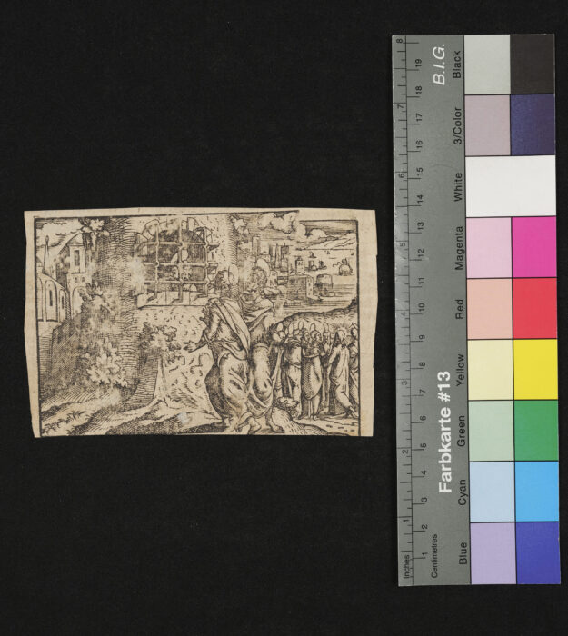 "24 Blätter Darstellungen aus dem Neuen Testament ohne Randeinfassung, ( 27 Darstellungen ), Kopien von Virgil Solis", Johannes der Täufer im Gefängnis
