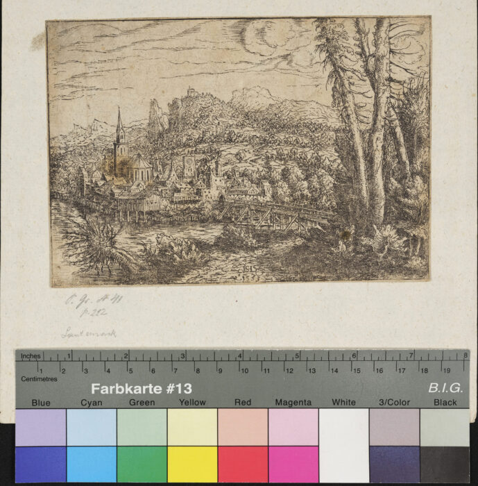 "2 Blätter Landschaften", Landschaft mit Stadtansicht