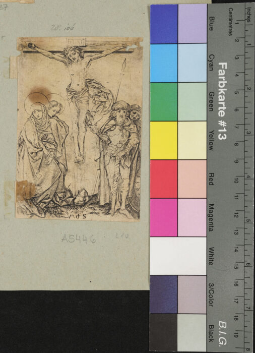 Christus am Kreuz mit 4 Assistenzfiguren / Maria, Johannes, Pilatus, Longinus