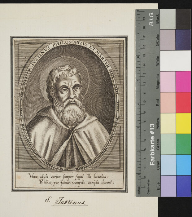 "18 Blätter aus der Patrologia", S. Iustinus / Justinus Philosophus et Martyr