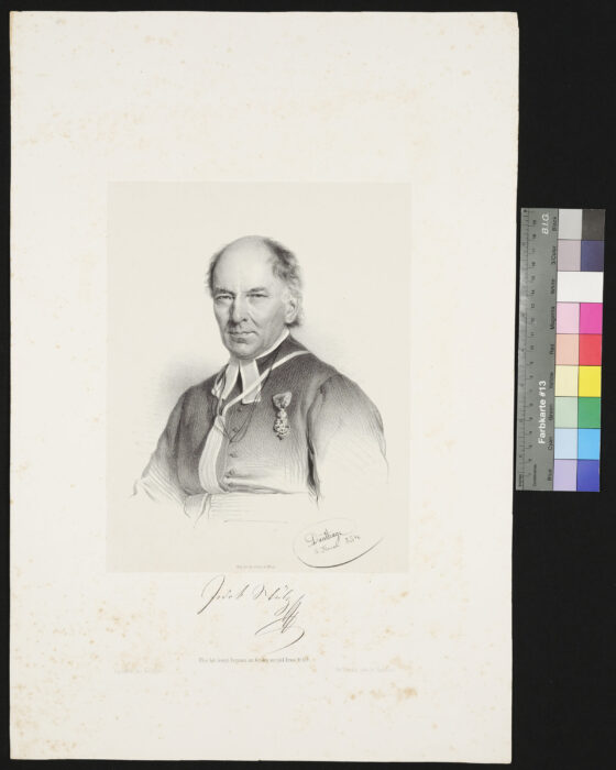 Prälat Jodok Stülz, Stift St. Florian, Brustportrait, nach links blickend