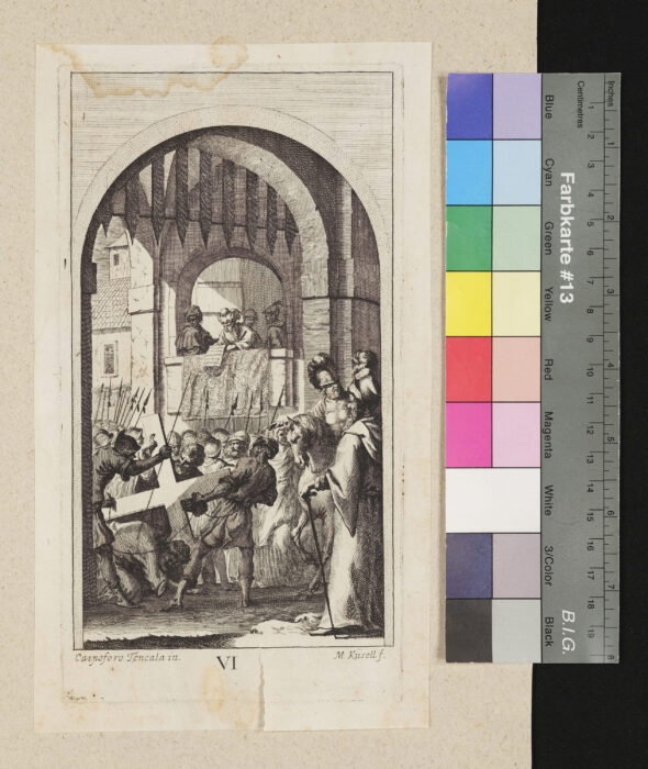 "12 Blätter Kreuzweg", Nr.6, Jesus fällt das zweite Mal unter dem Kreuz