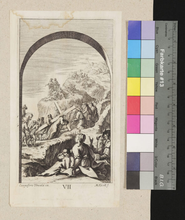"12 Blätter Kreuzweg", Nr.7, Jesus auf dem Weg nach Golgatha
