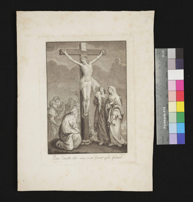 Christus am Kreuz mit den weinenden Frauen, Pater, dimitte illis: Non enim sciunt quid faciunt