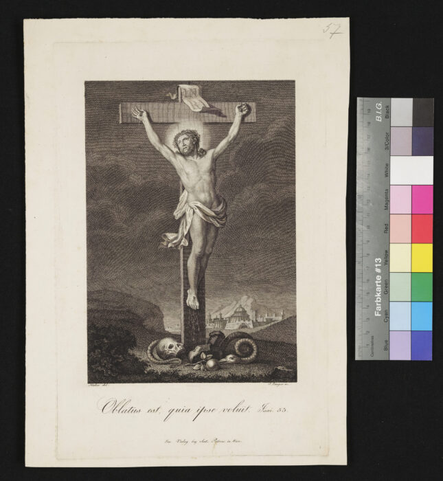 Christus am Kreuz mit der Schlange, Oblatus est, quia ipse voluit, Jes. 53