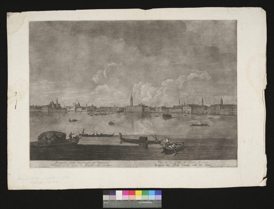 "Folge von 11 Blätter, Ansichten von Venedig, 10 davon," Venedig aus der Ferne