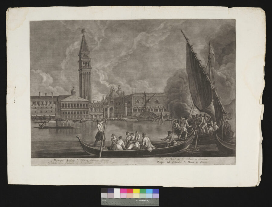 "Folge von 11 Blätter, Ansichten von Venedig, 10 davon," San Marco, Dogenpalast, Zuecca