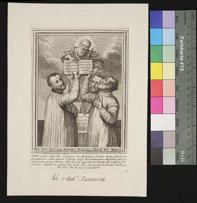 "Unvollständige Sammlung ( 58 Stück ) von Heiligenbildnissen", S. Ven. Ant. Zaccaria Barthol. Ferrari et Jacob Ant. Morigia, Nr. 64