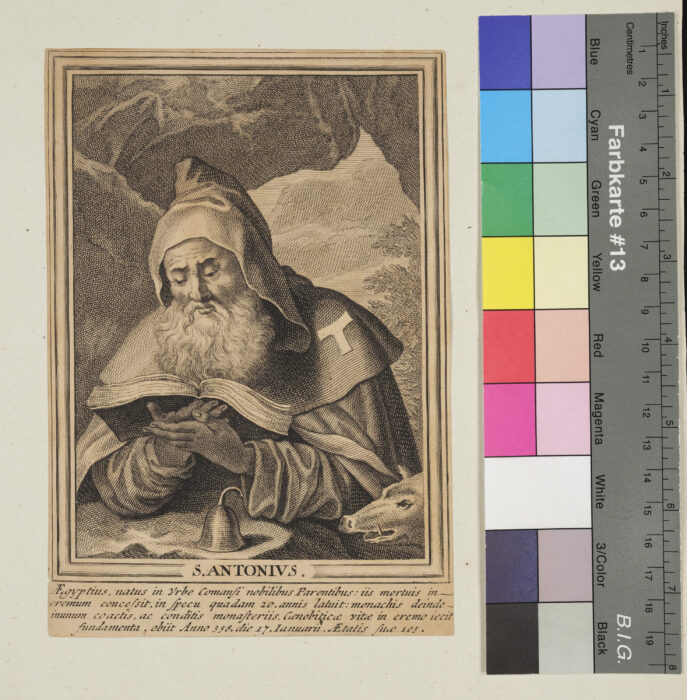 "Unvollständige Sammlung ( 58 Stück ) von Heiligenbildnissen", S. Antonius