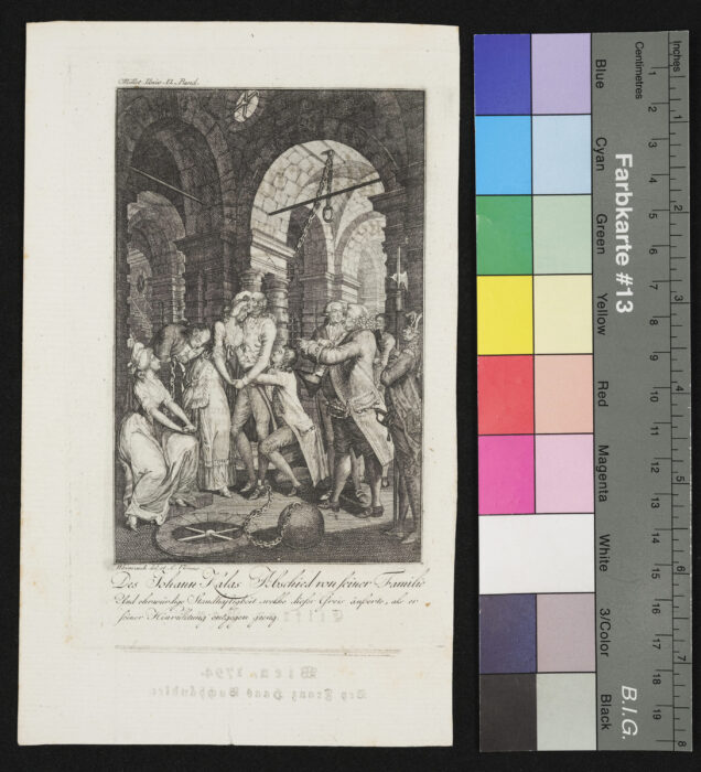 "Folge von 15 Illustrationen zu Millots Weltgeschichte", Des Johann Kallas Abschied von seiner Familie