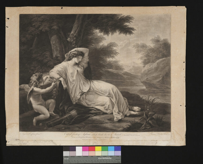 Cupido finding Aglaia asleep, binds Her to a Laurel