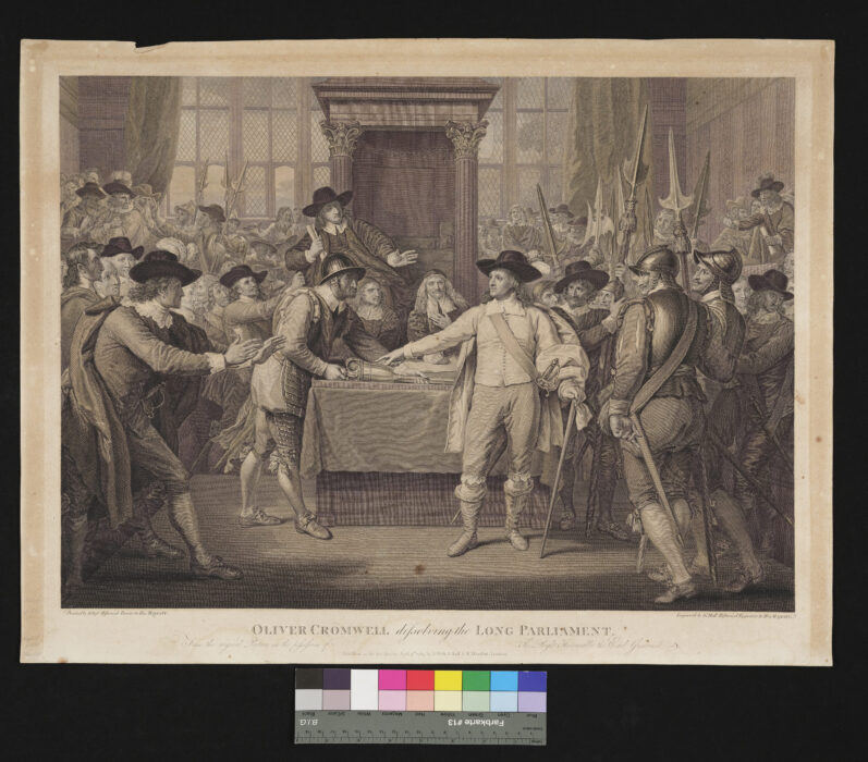Oliver Cromwell dissolving the long Parliament